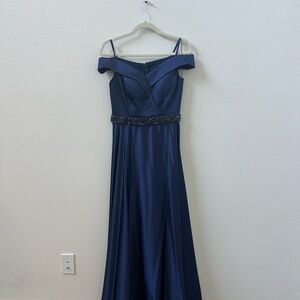 Chic Off-Shoulder Navy Dress